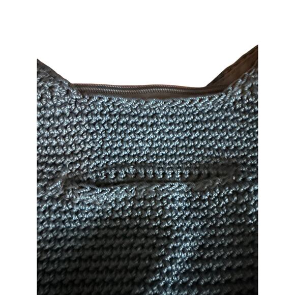 The Sak Indio Crochet Tote Hobo Bag Navy Preppy Boho - Picture 3 of 14